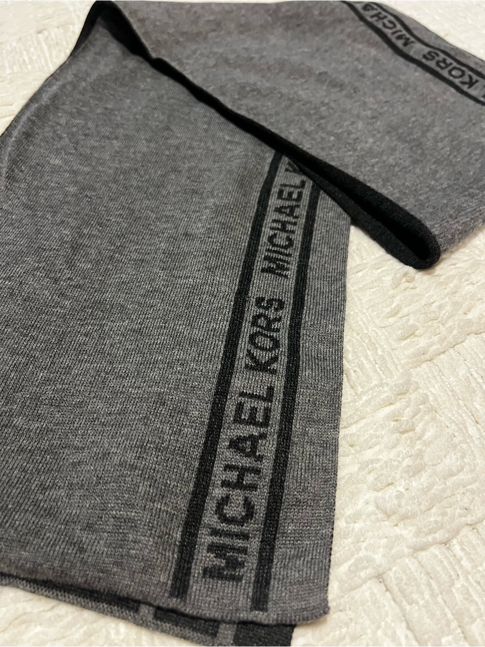 Michael Kors Gray Logo Knit Scarf